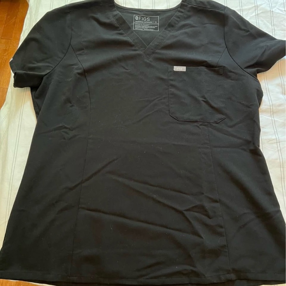 FIGS Catarina One-Pocket Scrub Top in black Modern Classic Fit Size X-Large - Picture 8 of 8